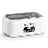 HAUTIK Limpiador Ultrasonidos 49000Hz, 700ml Limpiador Ultrasónico con 3 Modos de Tiempo y Pantalla Digital, Maquina Ultrasonidos Limpieza para Gafas, Joyas, Relojes Blanco