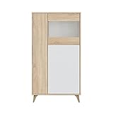 Mobelcenter - Mueble Vitrina 3 Puertas - Armario Auxiliar Comedor - Acabado Color Roble Canadian y Blanco Artik - Medidas: Ancho: 77 cm x Fondo: 33 cm x Alto: 142 cm - (1235)