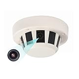 Revotech Interior Cámara IP PoE con Micrófono, Tipo de Detector de Humo Cámara de Seguridad P2P H.265 3MP Cámara de Video CCTV Sin Visión Nocturna (I239-P-Audio)