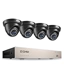 ZOSI 5MP Lite Kit de Cámara de Seguridad 8CH 1080p H.265+ Grabador DVR con (4) 2MP Cámara de Vigilancia Exterior, Visión Nocturna, Detección de Movimiento, sin Disco Duro