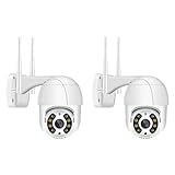 Anksono 1080P Camara Vigilancia WiFi Exterior, Cámara IP Vigilancia Domicilio con Visión Nocturna en Color, Detección de Movimiento, Audio Bidireccional, Grabación Continua 24/7, IP66(2 Pack)