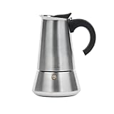 Jata CAX104 - Cafetera Italiana Inducción, Capacidad 4 Tazas, Apta para Todo Tipo de Cocinas, Cuerpo Acero Inoxidable