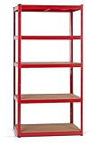 Stagecaptain Heavyrack HR-175 RD Estantería Metálica - Estanteria Almacenaje de Cargas Pesadas de 875 kg MAX. - Estante Almacenamiento - 5 Baldas Ideal para Hogar, Garaje, Cocina, Multiusos - Rojo