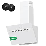 FIREGAS Campana Extractora Inclinada 60 cm para Cocina, Clase A+++, Motor sin Escobillas, 684 m³/h, Control Táctil y por Gestos, 9 Velocidades, Extracción o Recirculación, Bajo Consumo, Color Blanco