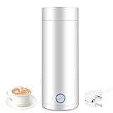 Foreverup Hervidor Eléctrico de Viaje Portátil, Mini Taza de Agua Eléctrica, Hervidor Agua Electrico Pequeño con Apagado Automático, para Té, Leche, Café (400ML, Blanco)