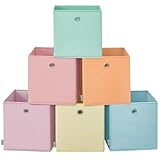 SONGMICS Caja de Almacenaje, Juego de 6, Organizadores Plegables, 33 x 33 x 33 cm, Tela, para Estantería Cúbica, de Colores, Cesta de Almacenaje, para Dormitorio, Salón RFB233X01