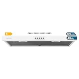 Cecotec Campana Extractora 60 cm de Ancho Bolero Flux CM 602200 White B. Potencia Succión 220m3/h, Motor 70W, Bajo Consumo, Control Mecánico, 3 Niveles de Potencia, Acabado en Blanco