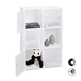 Relaxdays Estantería Modular Cubo con 6 Compartimentos, Blanco, 97.5 x 66 x 32 cm