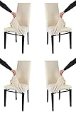 Tommychairs - Set 4 sillas tapizadas con Funda removible Jazz para Cocina, Comedor, Bar y Restaurante, Robusta Estructura en Madera de Haya wengué, Asiento y Respaldo Forrado con Funda de Tela Marfil