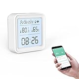 eMylo WiFi Termómetro Higrómetro, Bluetooth Sensor Digital Interior de Temperatura y Humedad con Almacenamiento de Datos y Función de Alerta para Habitación para Hogar, Bodega