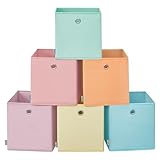 SONGMICS Caja de Almacenaje, Juego de 6, Organizadores Plegables, 30 x 30 x 30 cm, Tela, para Estantería Cúbica, de Colores, Cesta de Almacenaje, para Dormitorio, Salón RFB230X01