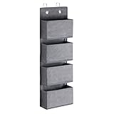 YOUDENOVA Organizador Colgante, Organizador de Puerta, Almacenamiento Colgante con 4 Bolsillos y 2 Ganchos de Metal, Estante Colgante, Organizador de Armario Resistente, Gris