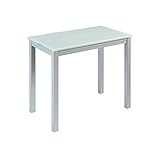 MOMMAHOME® Mesa de Comedor y Cocina, Extensible y Plegable, Mesa Moderna, Color Blanco/Plata. Londres, Cristal Templado/Metal, Medidas 95x55/95x76 cm