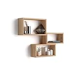 MOBILI FIVER, Set de 3 estantes de Pared rectangulares Giuditta, Color Madera rústica, Aglomerado y Melamina, Estante Cubo para Cocina y salón, Made In Italy