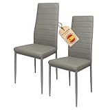 HOME DESIGN & CONFORT Pack de 2 Sillas de Comedor Tapizadas - Sillas Cocina Tapizadas - Sillas Comedor Pack (Gris, 2)