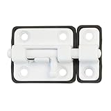 Amig - Pasador de Sobreponer para Puertas Mod.383 | 38 x 34 mm | Pestillo de Seguridad con Base de Plástico | Para Cierre Horizontal | De Acero Acabado en Blanco | Incluye Tirafondos