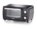 Ariete 3920 Horno eléctrico, 1000 W, capacidad 10 L, temporizador 30 minutos, temperatura máxima 230 °C, doble cristal, rejilla acero inoxidable, negro