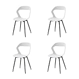 GrandCA HOME Juego de 4 Sillas de Comedor o Silla de 0ficina con Patas de Metal, Sillas de Cocina para Sala de Estar, Comedor, Sala de Reuniones, Blanco + Negro