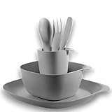 CALIPSO Vajilla de camping para 1 persona, vajilla de plástico irrompible, juego de vajilla de 3 piezas, vajilla para jardín, vajilla de plástico, incluye plato, cuenco, taza y cubiertos gratis