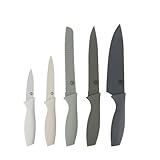 MasterChef Cuchillos Cocina, Set Cuchillo de Chef (Carne, Sierra por Pan, Verduras y Pescados), Colección de Acero Inoxidable con Asas Suaves al Tacto, Multifuncional, 5 Piezas, Gris