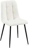 CLP Silla de Comedor Antibes tapizada en Polipiel I Butaca de salón con Base metálica de 4 Patas I Asiento de Cocina, Color:Blanco