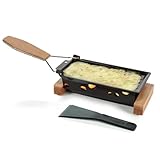 Boska Partyclette® ToGo Oslo - Cacerola para raclette - Fácil y cómodo de llevar - Espátula incluido - Negro y marrón - 32.4 x 8.7 x 11.4 cm