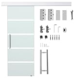 HOMCOM Puerta Corrediza de Vidrio Puerta Corredera Deslizante de Cristal Seguridad 77,5x205 cm
