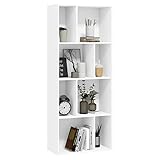 WOLTU Estanteria Libreria de 4 Niveles con 8 Compartimentos, Libreria Blanca de Madera, Estanteria Biblioteca, Estantería Decorativa para Salón, Dormitorio y Cocina, 60x29x143,5 cm, SK032ws