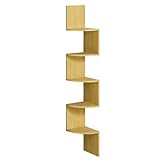 VASAGLE Librería esquinera, estantería esquinera de Pared, estantería de Pared con 5 estantes, para Dormitorio, salón, baño, Estudio, Soporte para Plantas, Roble Natural