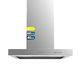 Cecotec Campana Extractora 60 cm Tipo T Bolero Flux TM 606500 Inox A. Motor 165W, Acabado Inox, Succión 650m3/h, Control Mecánico, 3 Niveles de Potencia, Luz y Filtro de Carbono
