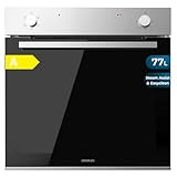 Cecotec Horno Integrable Multifunción Convencional de 77L Bolero Hexa C126001 Line A. 2800W, 5 Funciones, Bajo Consumo, Luz Interior, Steam Assist, Steam EasyClean, Puerta Fría con 2 Cristales