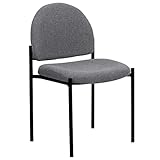 Flash Furniture Muebles Flash Silla de recepción Lateral de Acero apilable cómoda, aleado, Tela Gris, Set of 1