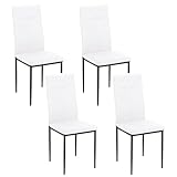 WOLTU Pack 4 Sillas de Comedor, Sillas Cocina con Respaldo Alto, Sillas Ergonómicas para Salón, Dormitorio y Oficina, Sillas Tapizadas en Cuero Sintético, con Patas de Metal, Blanco, EZS48ws-4