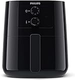 Philips Essential Airfryer - Sartén de 4,1 L, Freidora Sin Aceite, Tecnología Rapid Air, Aplicación De Recetas NutriU, Control De Tiempo Y Temperatura, Negra (HD9200/90)