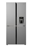 Candy CQS5T918EWX1, Frigorífico Americano 4 puertas, AnchoxAlto 91x183cm, Capacidad 560L, Total No Frost Circle+, Dispensador Agua, 2 Cajones Verduleros, Control Digital, Iluminación LED, 37DB, Inox
