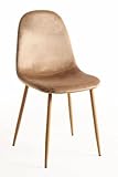 Regalos Miguel - Sillas Comedor - Silla Teok Terciopelo - Marrón Claro