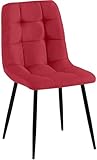CLP Silla de Comedor Antibes I Silla de Cocina tapizada con Funda de Tela Acolchada I Silla tapizada con Estructura metálica, Color:Rojo