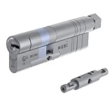 Nuki 220646 Universal Cylinder, Cilindro de Cierre Smart Lock, Clase de Seguridad máxima SKG, con función de Emergencia y Peligro, Juego de 5 Llaves, Accesorio para cerraduras electrónicas, Silver