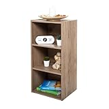 Iris Ohyama, Librería mediana de 3 niveles/estantería de madera/estantería de cubo/armario de libros/armario con estantes, Diseño,Modular, Oficina, Casa - Module Shelf - MDB-3 - Marrón ceniza