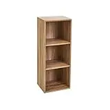 LOLAhome Estantería Cubo de Madera para Despacho, Librería, Dormitorio o Despensa (Natural, 3 estantes (80 cm))