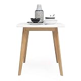 Homely | Mesa de Comedor o Cocina MELAKA | Diseño Nórdico | sobre No Extensible | Mesa Comedor, Salón, Cocina, Habitación | Diseño Moderno | Patas de Madera de Roble | Lacado Blanco | 75x75 cm