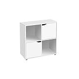 LOLAhome Estantería diseño Cubo con 2 Puertas de MDF Blanca de 60x30x62 cm