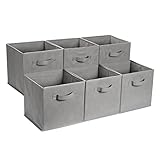 Amazon Basics - Cubos de almacenamiento, de tela, plegables, con asas, 33x33x33 cm, color gris, juego de 6