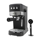 JOCCA - Cafeterta Expresso 20 Bars, 1100W/ Vaporizador orientable con proteccion/Doble salida/Cuchara dosificadora, prensador/Depósito de 1'25L Desmontable