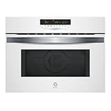 Balay Horno Compacto, Multifunción con microondas, Encastrable, 45 cm, 44 l, 5 F, Aqualisis, Ap. Abatible, Control Deslizante, 15 recetas, sin plato giratorio, 2022, Cristal Blanco