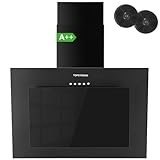 TopStrong Campana Extractora 60 cm, Clase A++ Campana Cocina Decorativa 60 cm con Filtro Carbono, Evacuación al Exterior & Recirculación Interna, Bajo Consumo, 3 Niveles, Iluminación LED, Negro