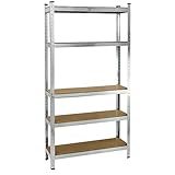PrimeMatik - Estanteria metálica galvanizada para almacenar de 5 baldas de Madera 90x40x180 cm