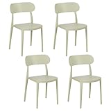 LOLAhome Set de 4 sillas de Comedor de diseño apilable Verdes de Polipropileno de 48x50x80 cm