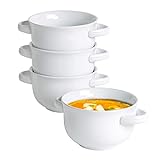 Cuenco de Sopa, Cuencos para Cereales y Sopa de 650 ml para 4 Personas en Porcelana, Conjuntos de Tazones Lavavajillas Adecuado - Blanco 650 ml