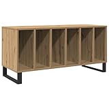 vidaXL Unidad de almacenamiento de medios de madera maciza rústica con 5 estantes cubo, diseño resistente de roble para sala de estar y áreas de entretenimiento, estante de múltiples compartimentos, m